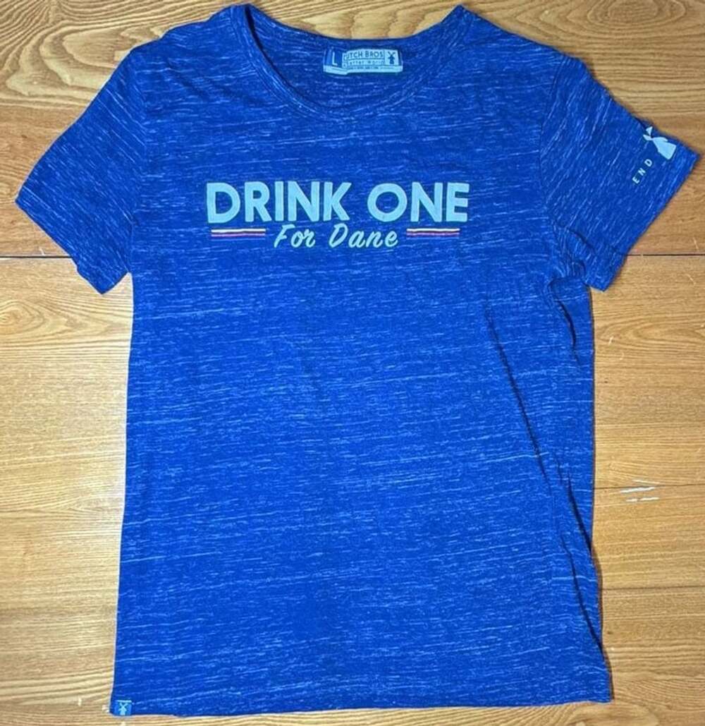 Dutch Bros Drink One For Dane Blue Slub T-Shirt Size Large
